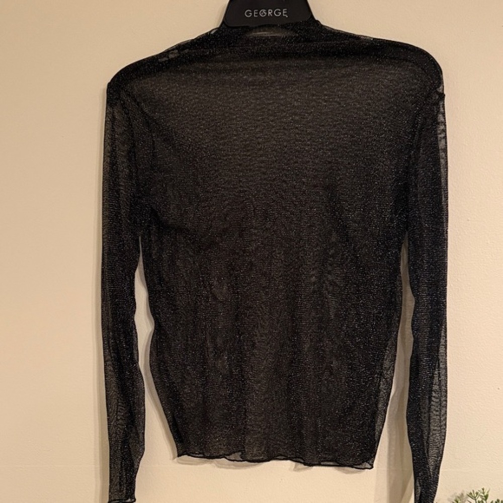 See through Sheer Black Long Sleeve Top Size M-L evening top